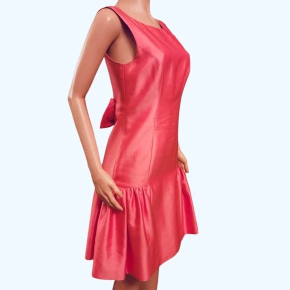 Milly Of New York Pink Dress Sleeveless Bow Balletcore Party Cocktail Size 8 - Picture 7 of 14